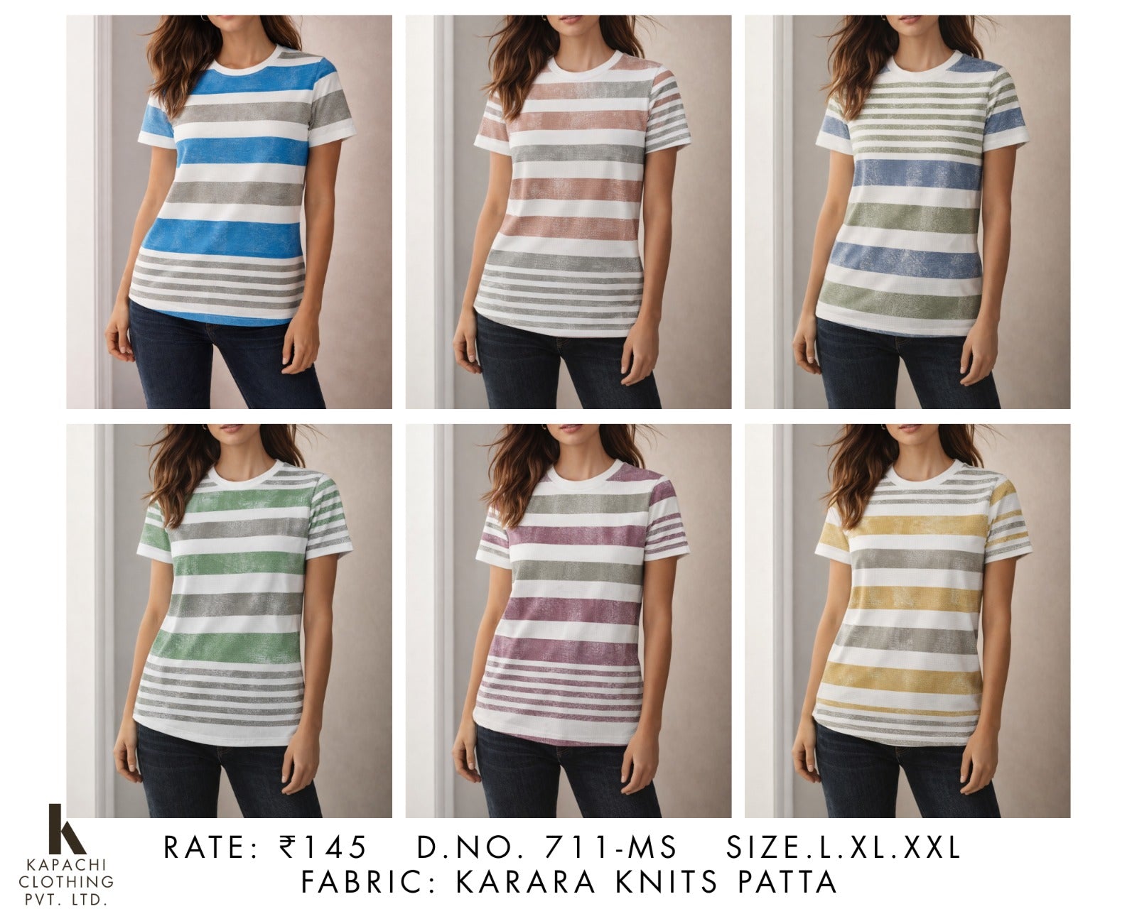 Stripe Knit T-Shirt | Karara Knits Patta Women's Casual Striped Top | Miss Kapachi