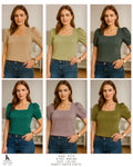 Puff Sleeve Square Neck Top – Turtle Knit Fabric | Miss Kapachi
