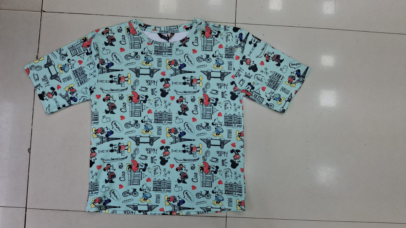 Mickey Minnie Paris Print Boxy Tee | Miss Kapachi