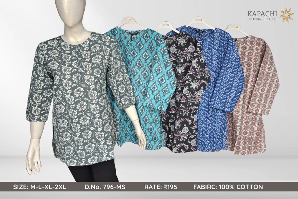Printed Cotton Kurti Top for Women – 5 Colours | 100% Cotton | Sizes M–2XL | Zero+1