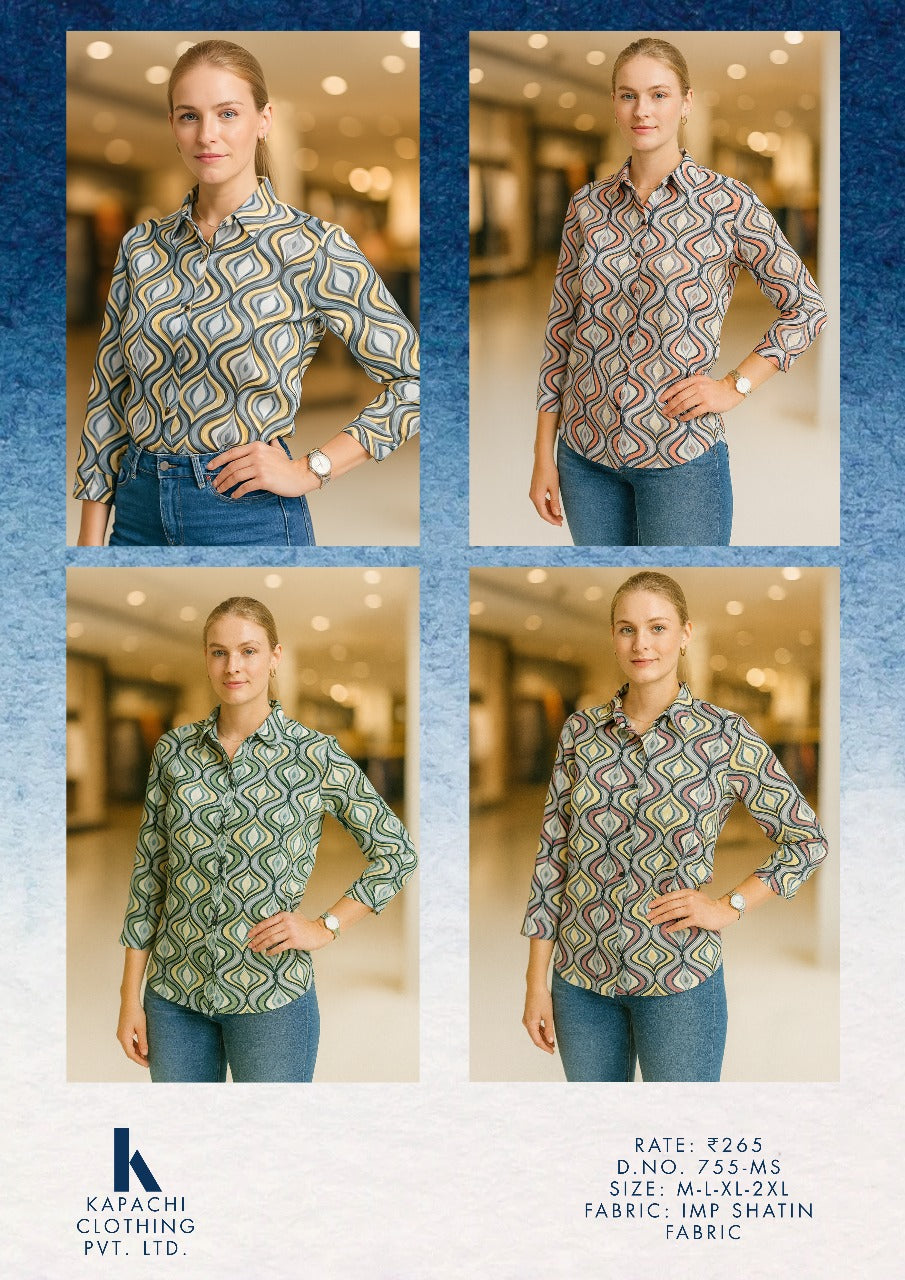 Satin Ogee Print Shirt | Zero+1