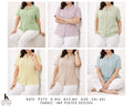 Kapachi 823-MS solid pintex design shirt for women in 6 pastel colours – sage green, lavender, light green, lemon yellow, beige, powder blue – plus sizes 3XL and 4XL