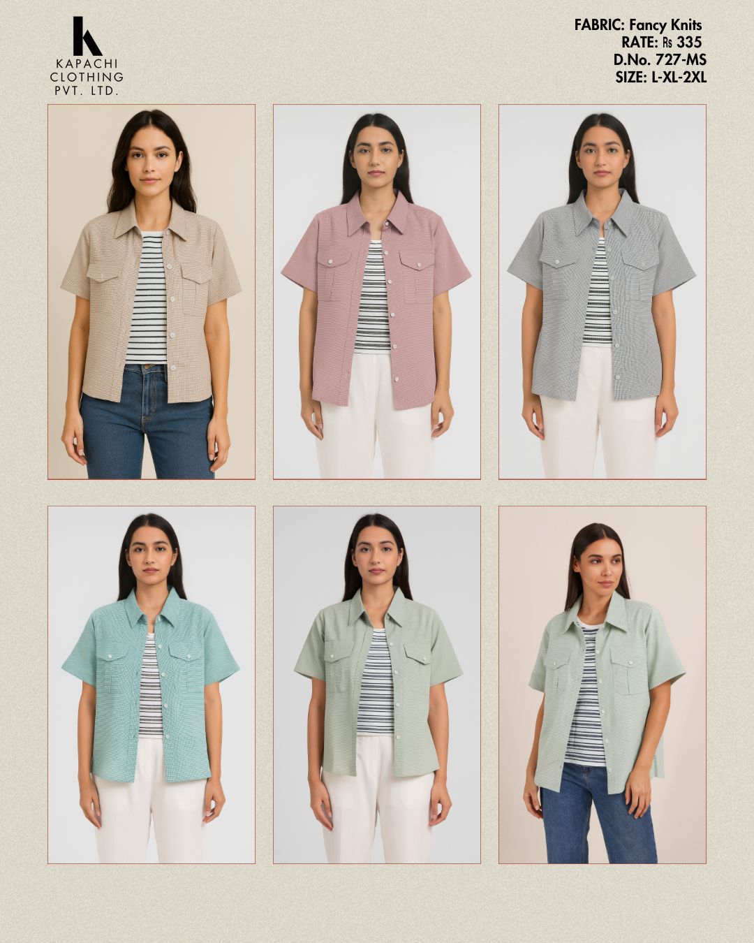 Fancy Knit Collar Shirt with Chest Pockets Women | Zero+1