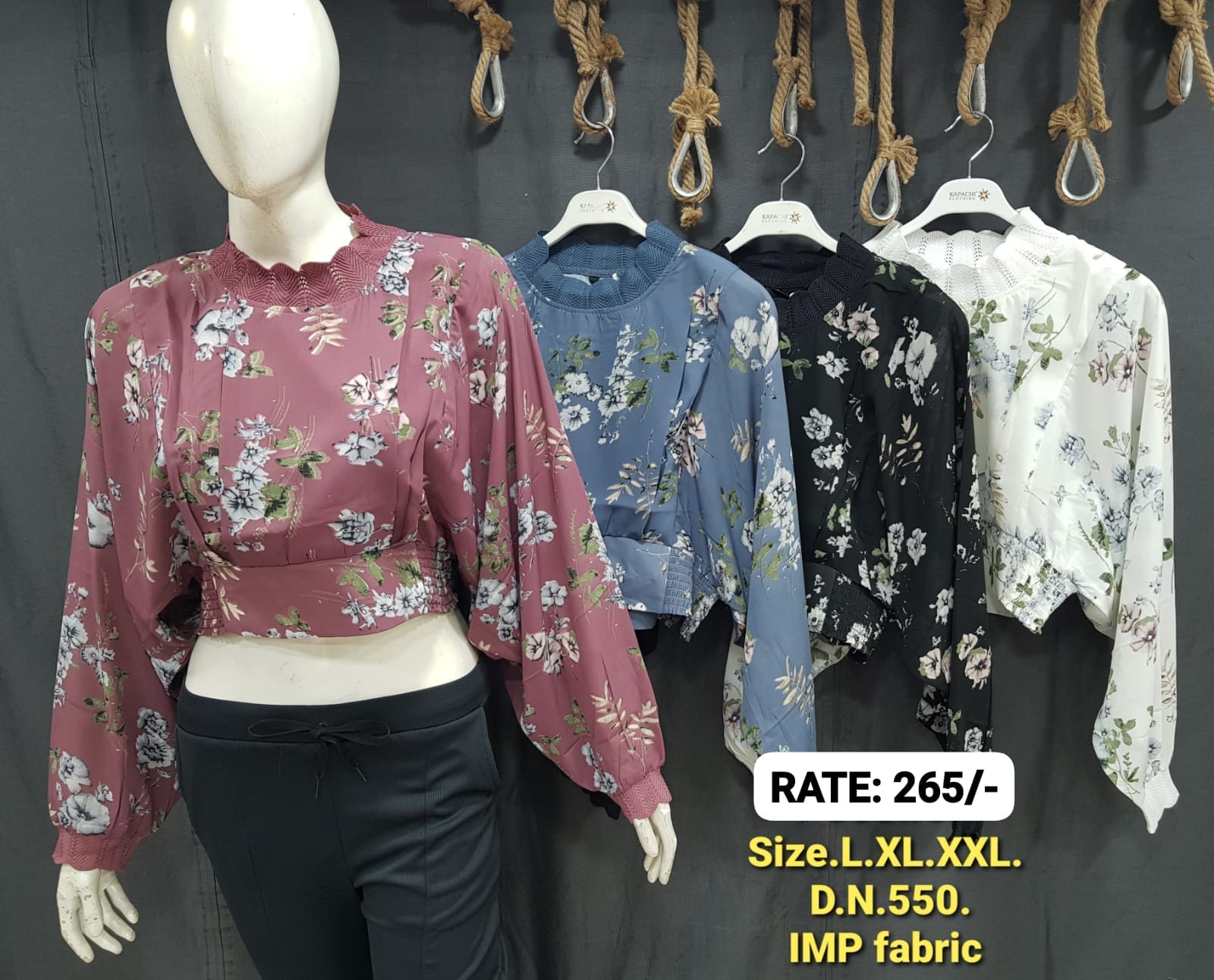 Floral Print Smocked Crop Top – Full Sleeve | IMP Fabric | Miss Kapachi
