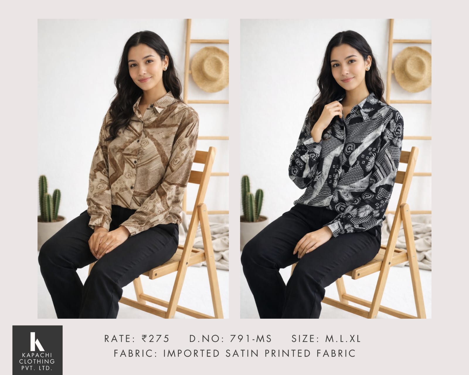 Abstract Print Satin Shirt – Full Sleeve | Imported Satin Fabric | Zero+1
