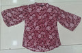 Wine Floral Print Bell Sleeve Shirt for Women | Mandarin Collar | Button Front | Zero+1