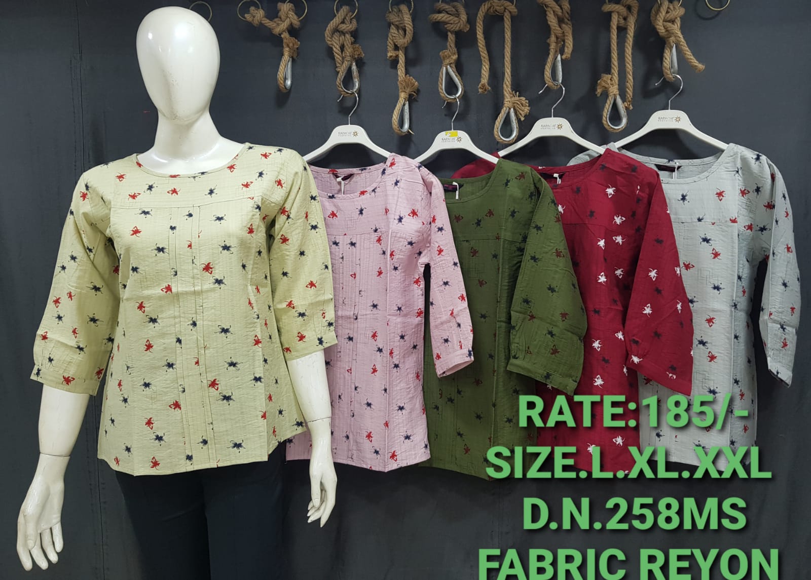 Rayon Floral Print Tunic Top for Women | Round Neck  | D.N. 258MS | Miss Kapachi