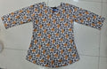 White Mustard Floral Jaal Print Kurti Top for Women | Round Neck | 3/4 Sleeves | Zero+1