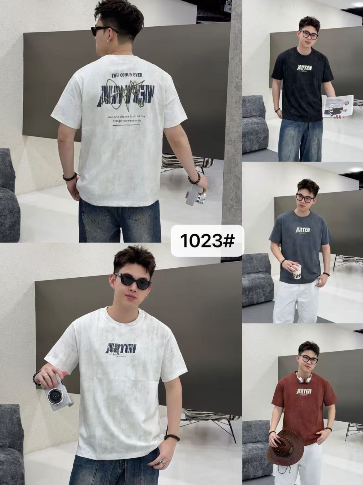 1023 Men's Oversized Typography Graphic T-Shirt – Front & Back Print | 4 Colours