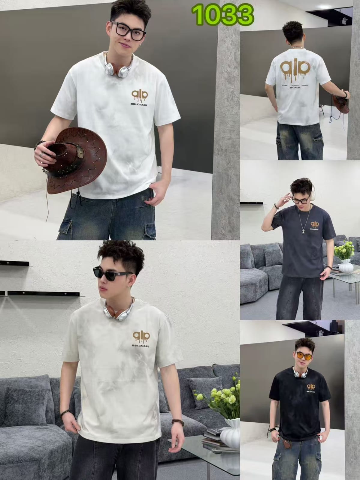 1033 Men's Oversized Drip Logo Graphic T-Shirt – Front & Back Print | 3 Colours