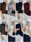 Half Turtleneck Slim Fit Ribbed Knit Top | Half Sleeve Premium Tee for Women | 8 Colours