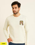 Men's Cream Embroidered Patch Sweatshirt | Casual Winter Pullover | Lemon8