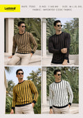 Men's Vertical Stripe Full Sleeve T-Shirt | Imported Code Fabric | 4 Colours | Lemon8