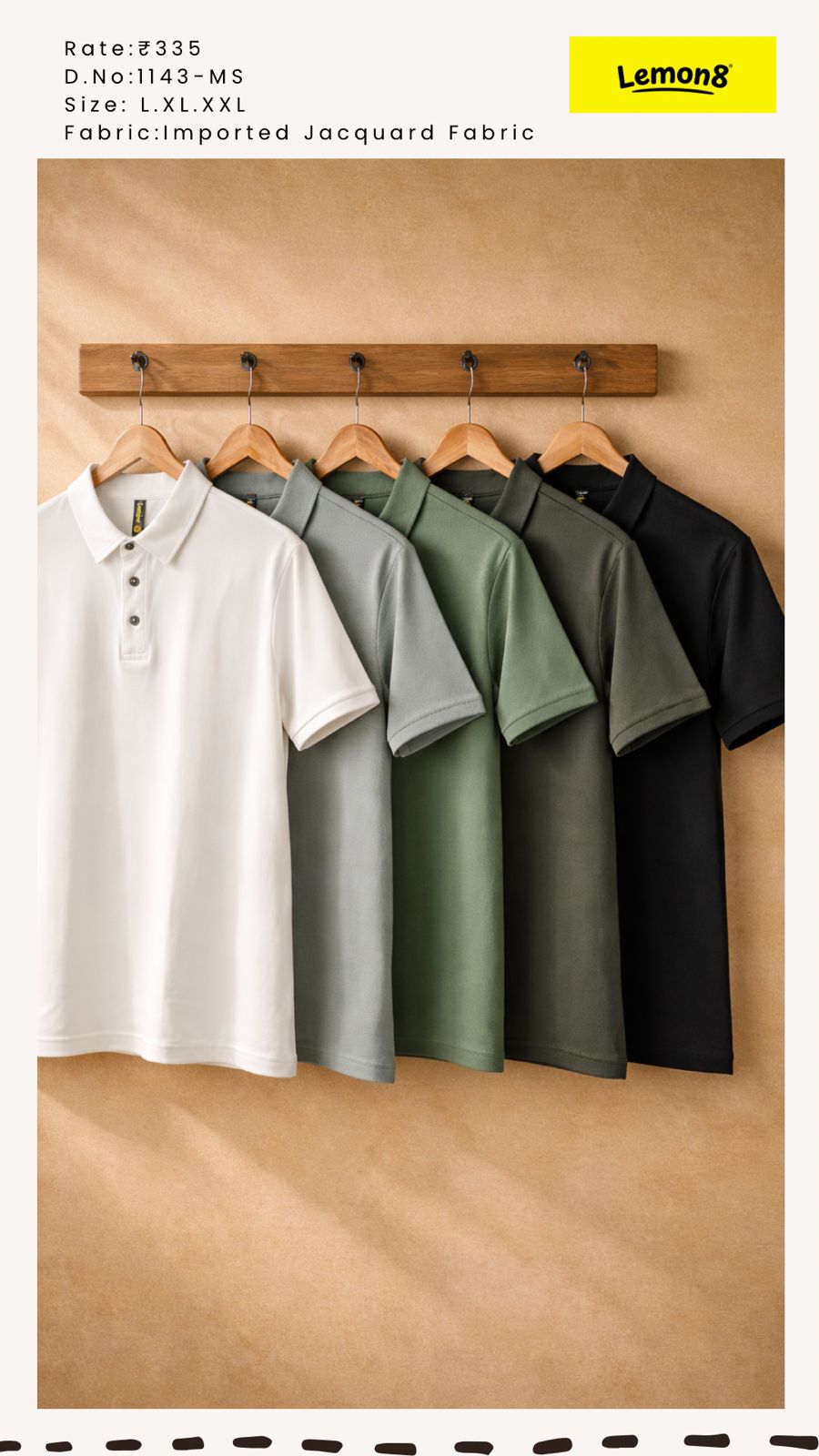 Men's Plain Polo T-Shirt | Imported Jacquard Fabric | 5 Colours | Lemon8