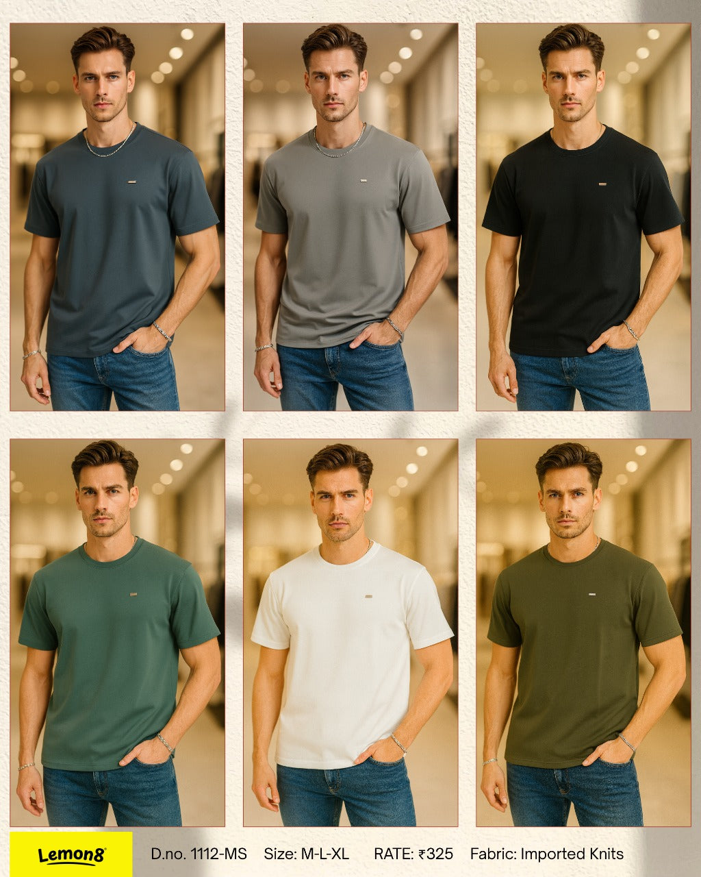 Men's Plain Round Neck T-Shirt | Imported Knits | 6 Colours  | Lemon8
