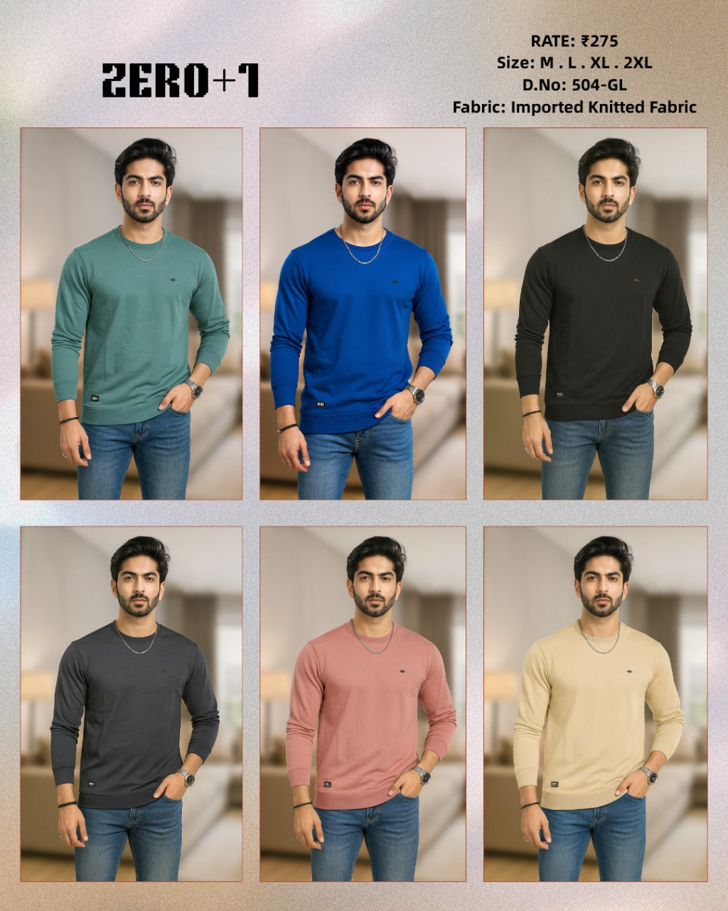 Men's Full Sleeve Sweatshirt | Imported Knitted Fabric | Zero+1