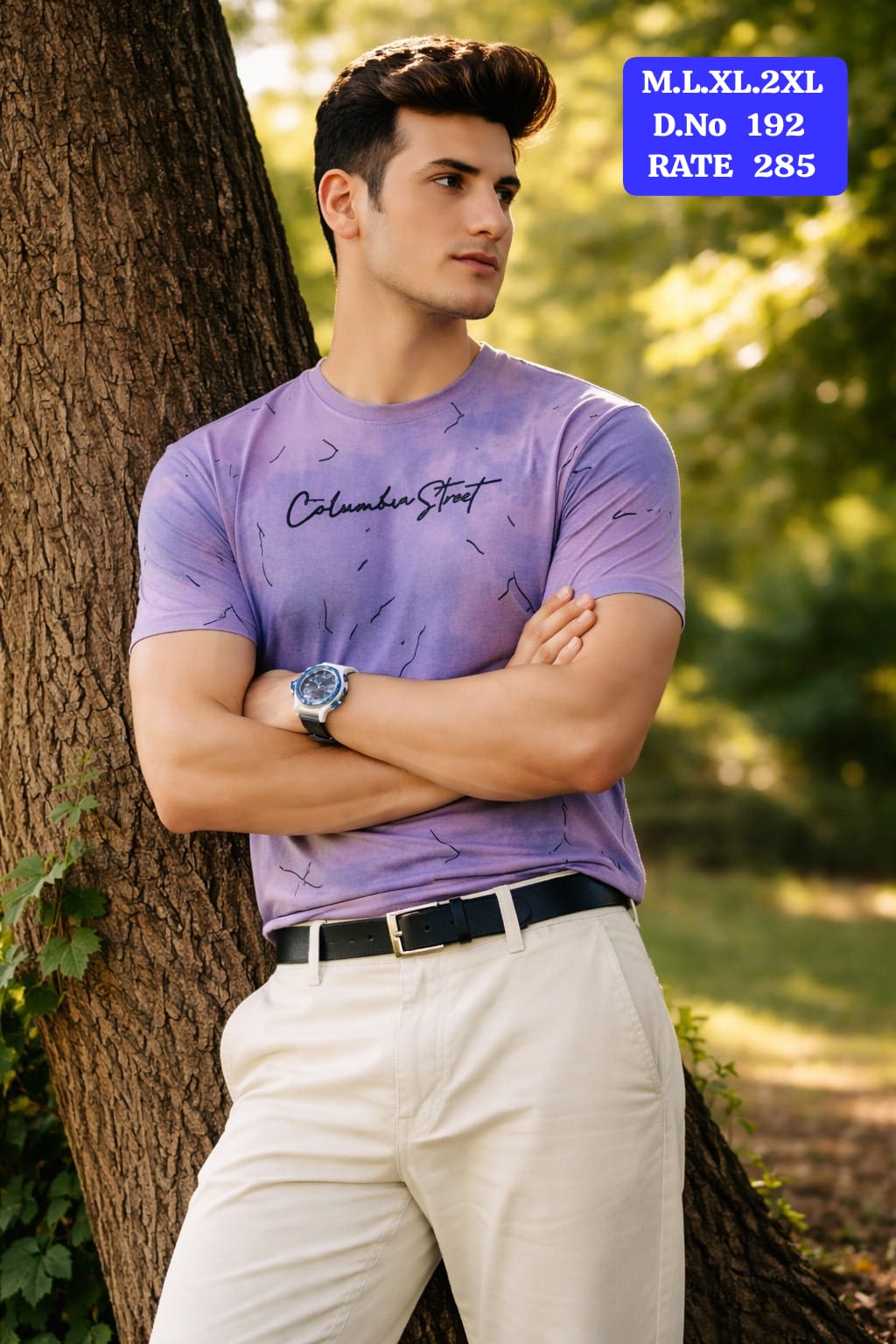 Men's Rib Neck Half Sleeve T-Shirt | Imported Lycra | D.No. 192
