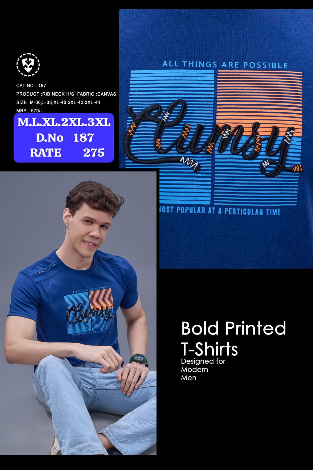 Purple Haze Men's Rib Neck Half Sleeve T-Shirt | Canvas Fabric | D.No. 187-UP