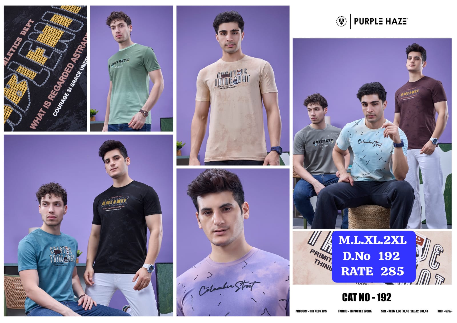 Men's Rib Neck Half Sleeve T-Shirt | Imported Lycra | D.No. 192