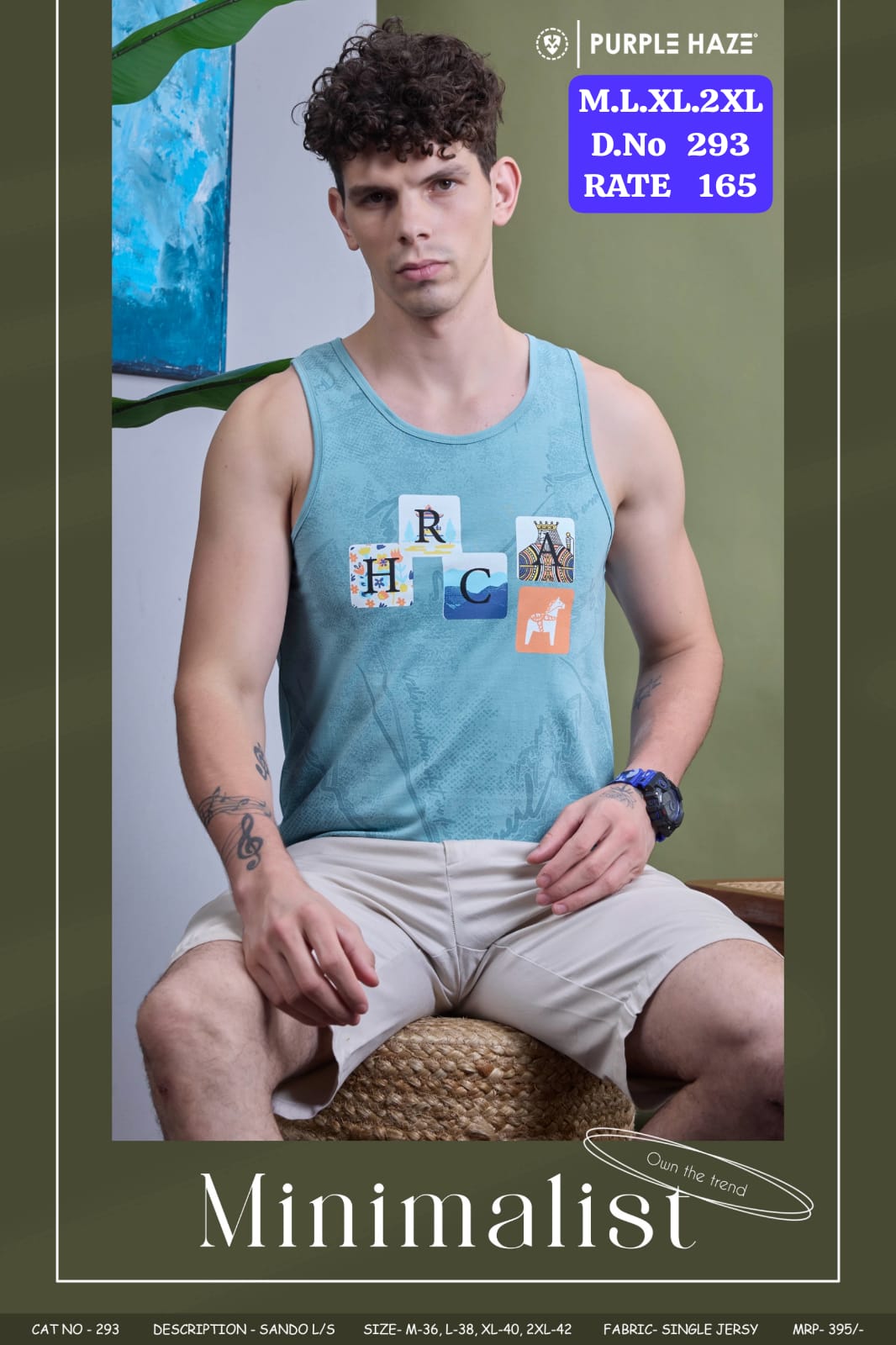 Men's Graphic Printed Sando Vest | Single Jersey Sleeveless Tank Top | D.No 293-PH