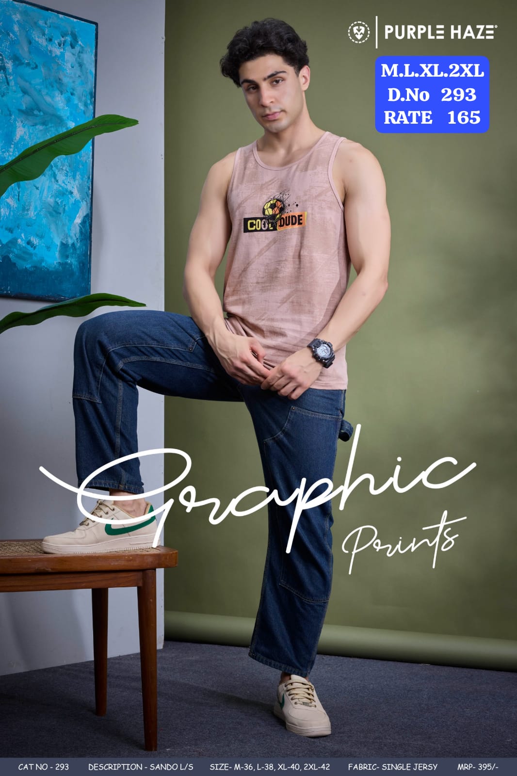 Men's Graphic Printed Sando Vest | Single Jersey Sleeveless Tank Top | D.No 293-PH