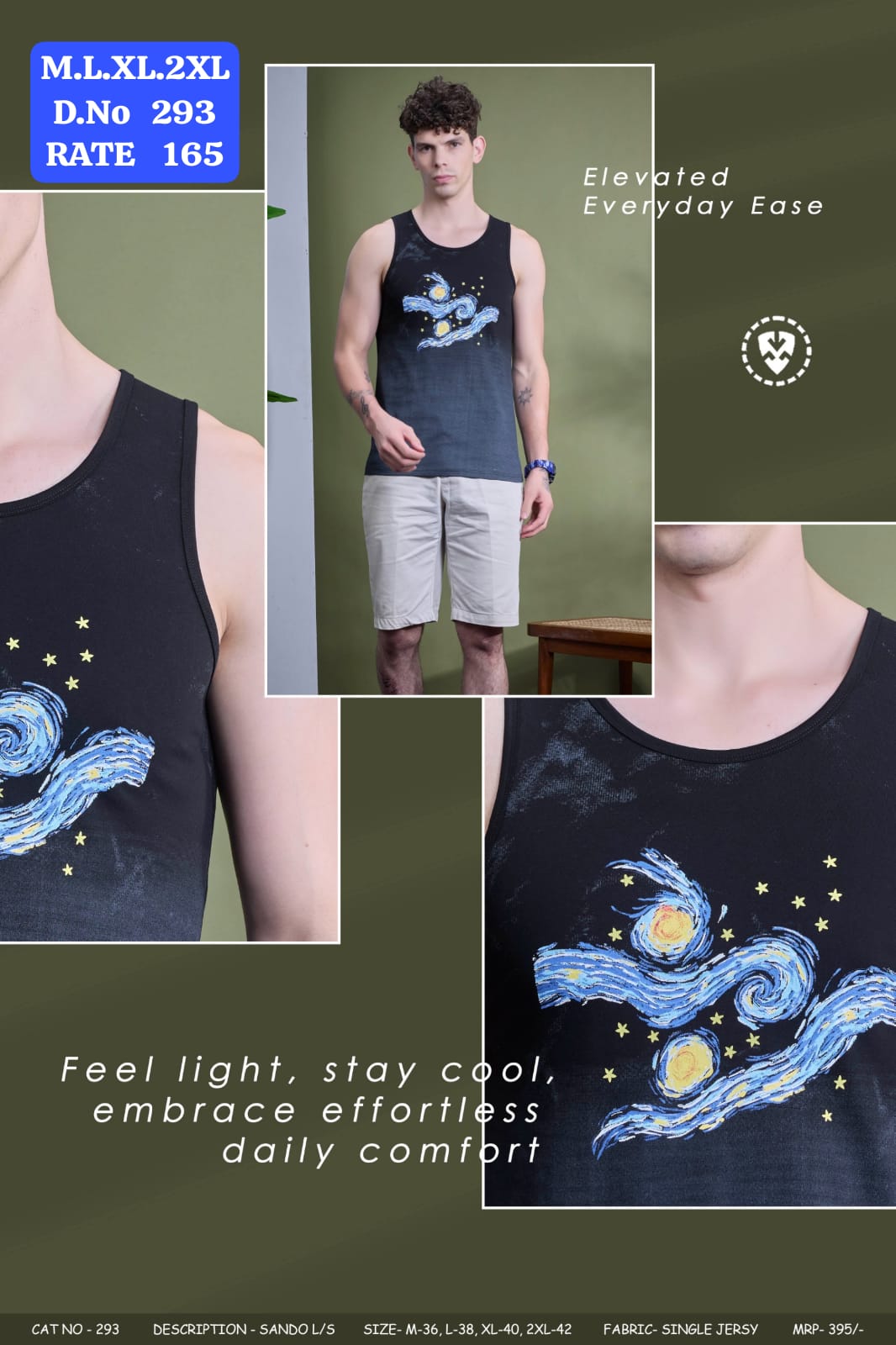 Men's Graphic Printed Sando Vest | Single Jersey Sleeveless Tank Top | D.No 293-PH
