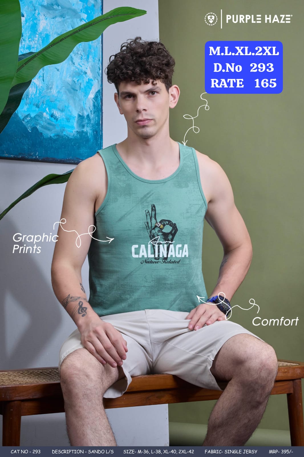 Men's Graphic Printed Sando Vest | Single Jersey Sleeveless Tank Top | D.No 293-PH
