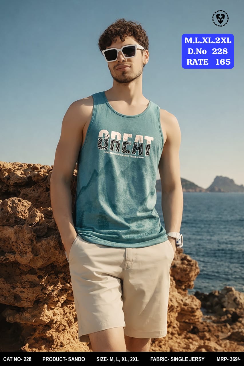 Men's Printed Sando Vest | Single Jersey Tank Top | D.No 228-PH