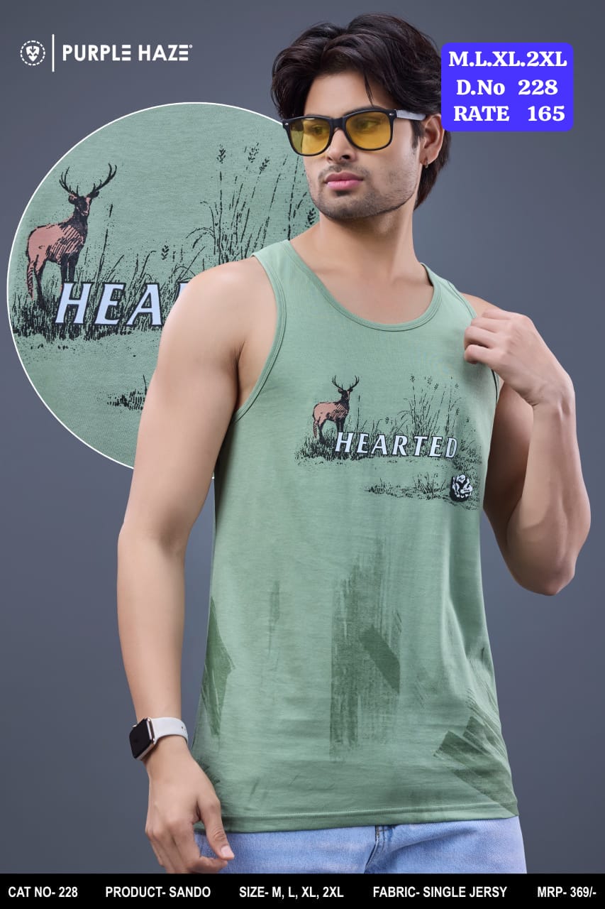 Men's Printed Sando Vest | Single Jersey Tank Top | D.No 228-PH