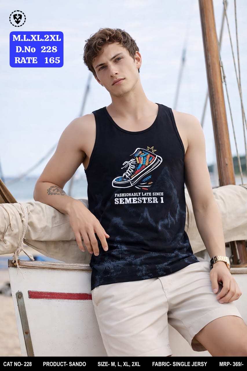 Men's Printed Sando Vest | Single Jersey Tank Top | D.No 228-PH