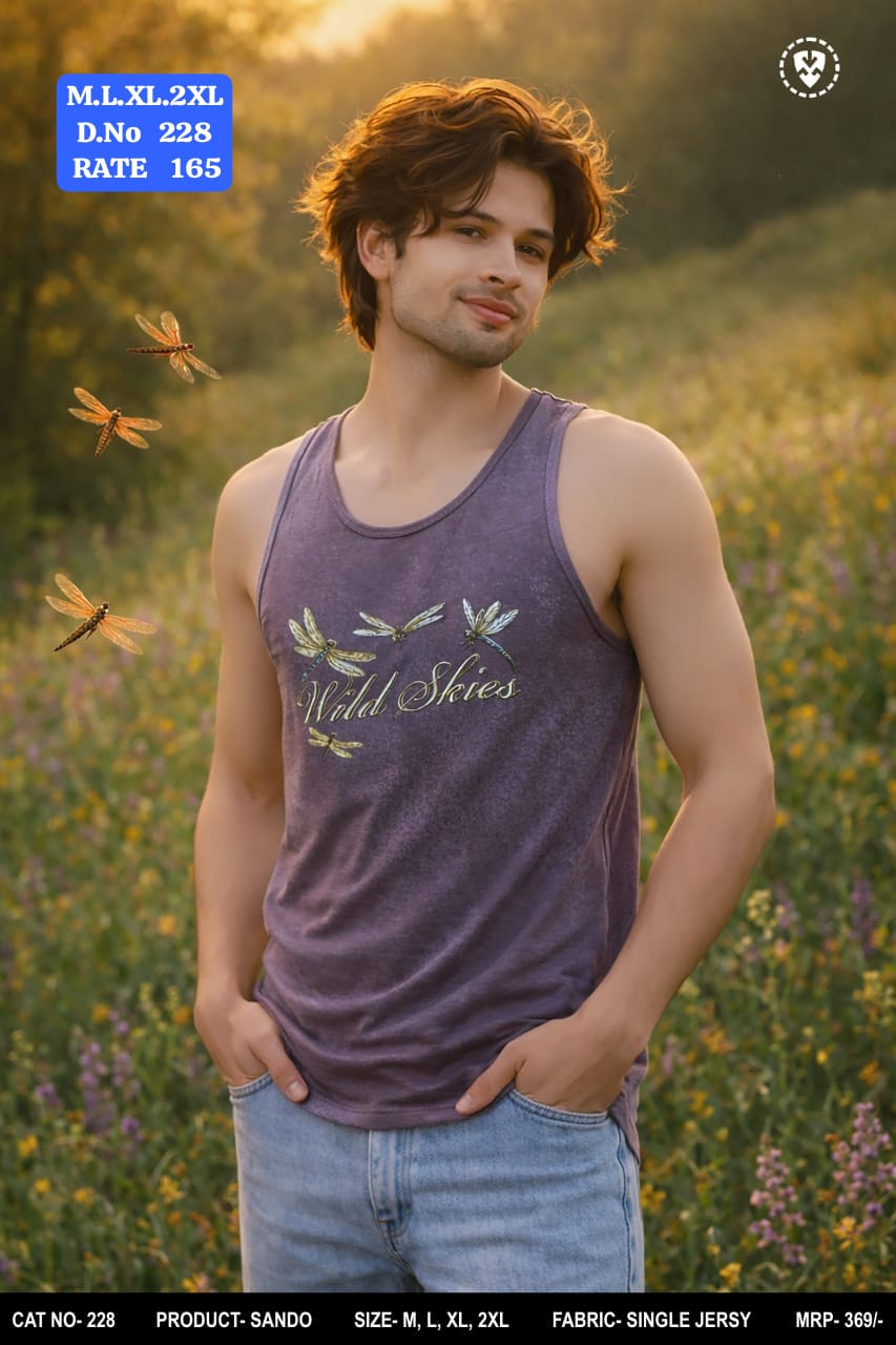 Men's Printed Sando Vest | Single Jersey Tank Top | D.No 228-PH