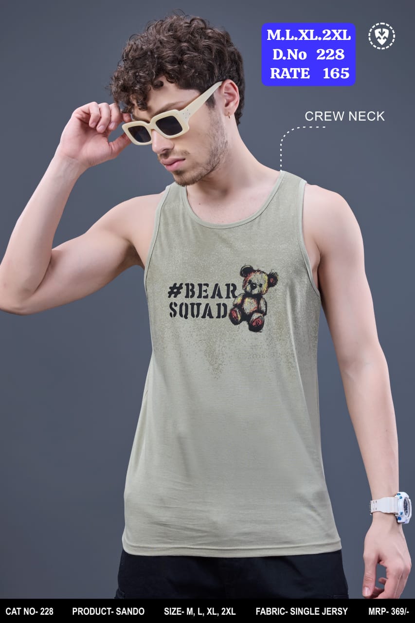 Men's Printed Sando Vest | Single Jersey Tank Top | D.No 228-PH