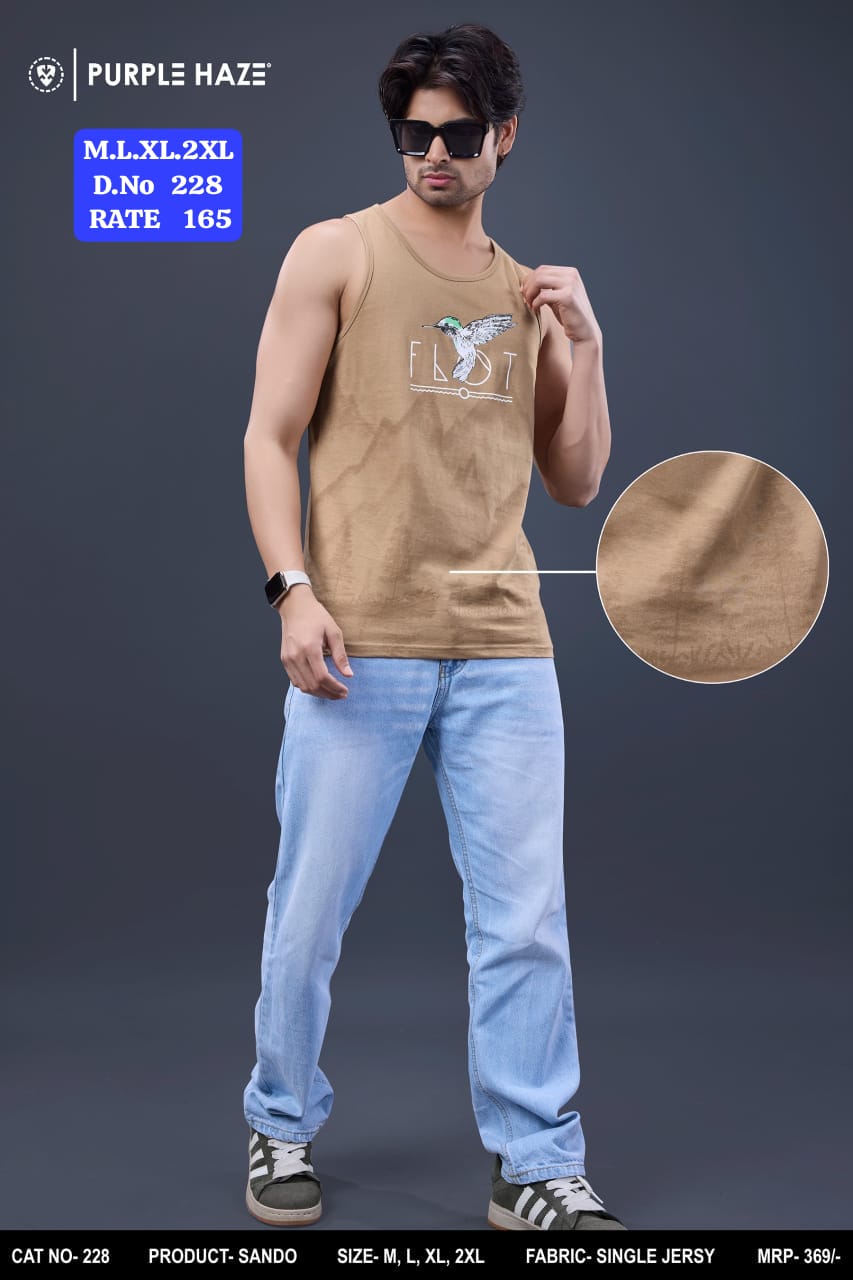 Men's Printed Sando Vest | Single Jersey Tank Top | D.No 228-PH