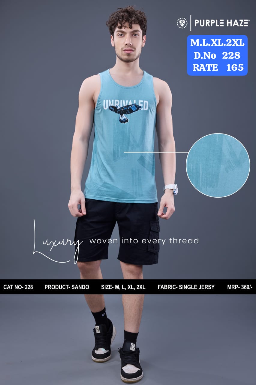 Men's Printed Sando Vest | Single Jersey Tank Top | D.No 228-PH
