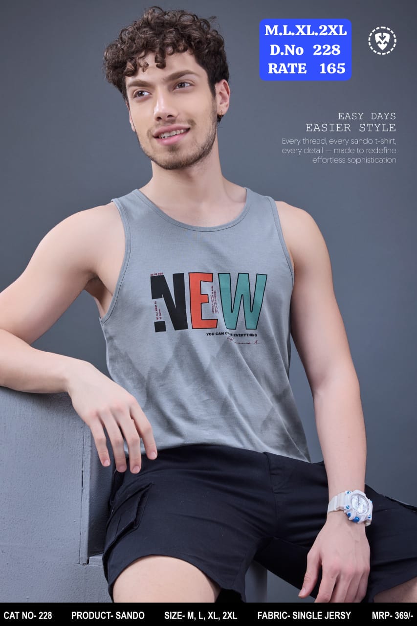 Men's Printed Sando Vest | Single Jersey Tank Top | D.No 228-PH