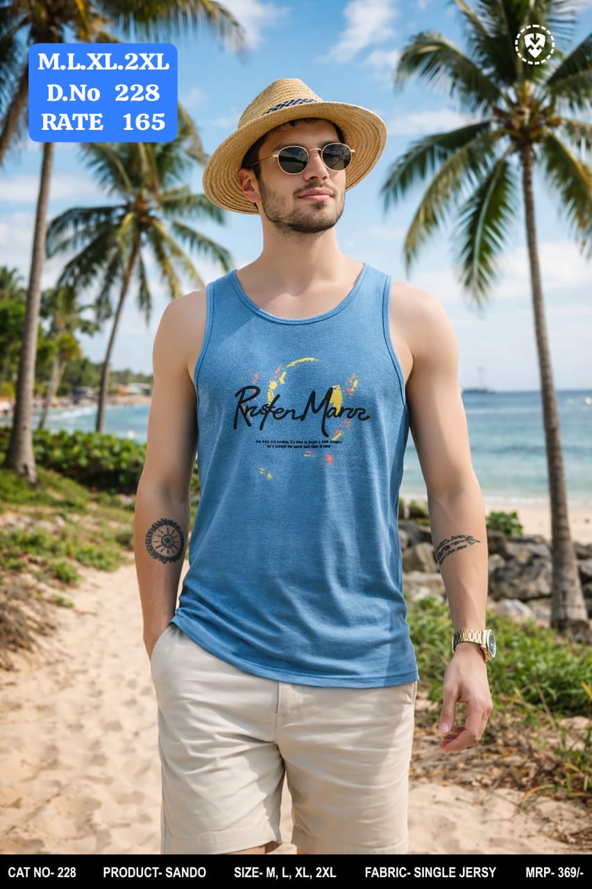 Men's Printed Sando Vest | Single Jersey Tank Top | D.No 228-PH