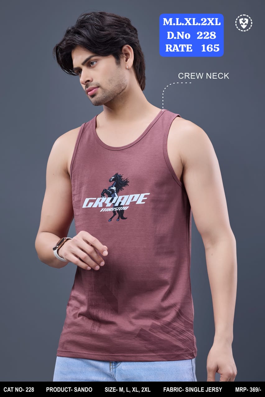 Men's Printed Sando Vest | Single Jersey Tank Top | D.No 228-PH