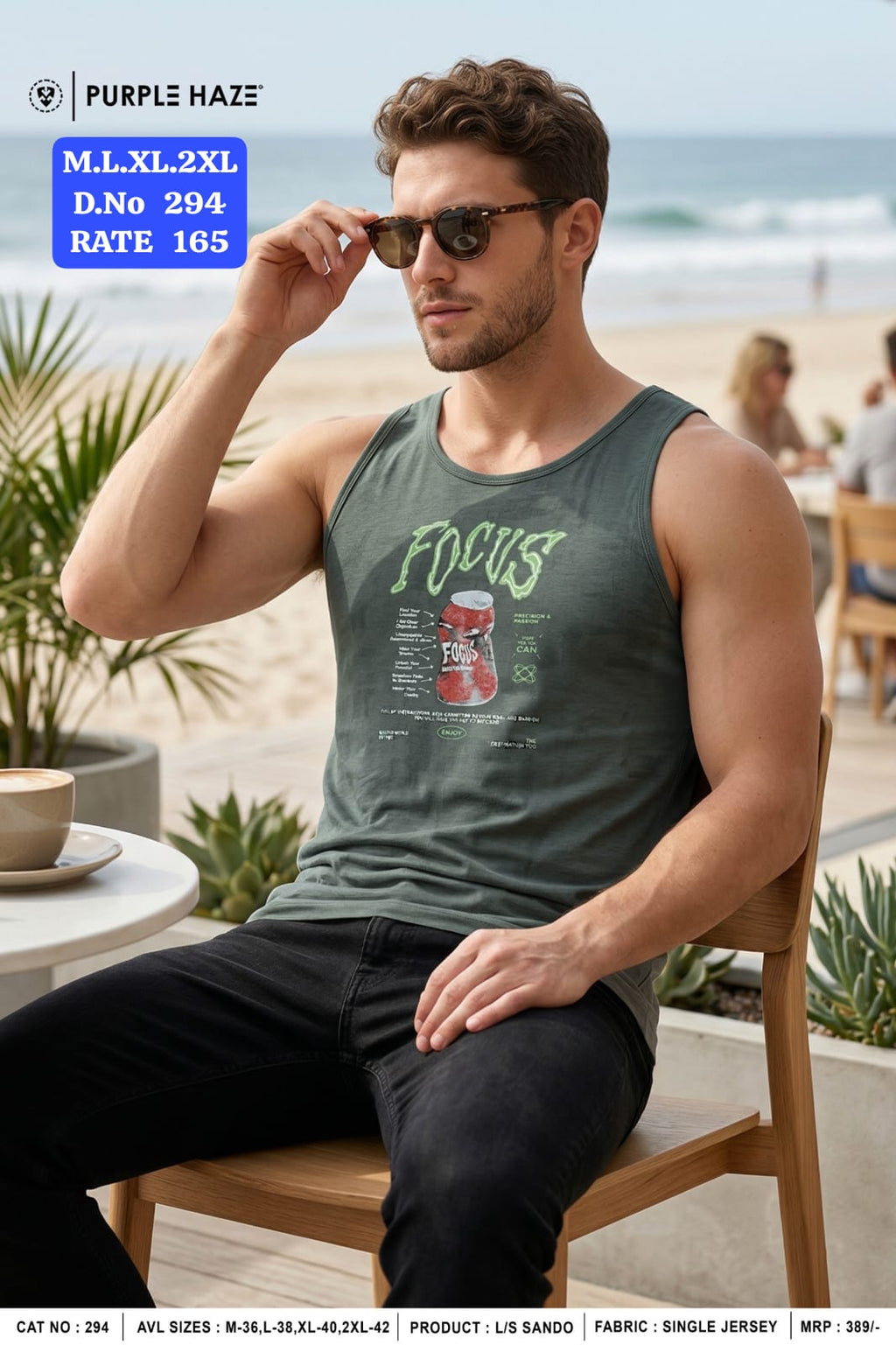 Purple Haze Men's Graphic Printed Sando Vest | Single Jersey Sleeveless Tank Top | D.No 294-PH