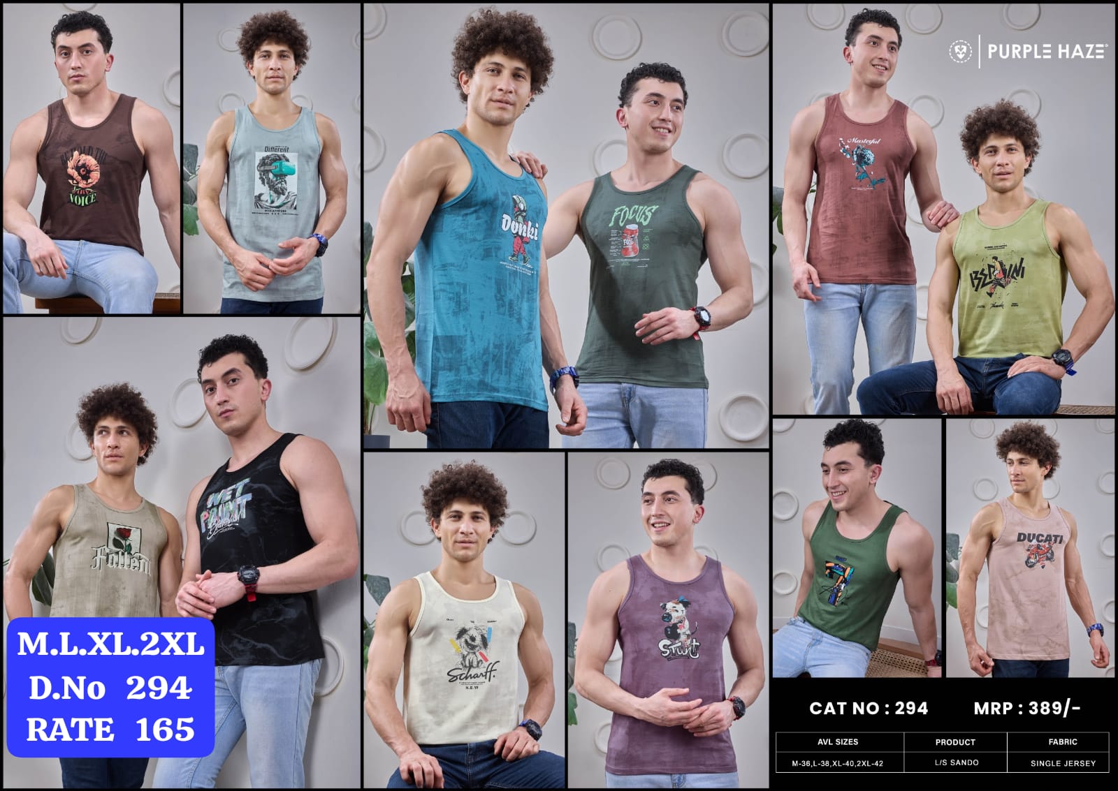 Purple Haze Men's Graphic Printed Sando Vest | Single Jersey Sleeveless Tank Top | D.No 294-PH