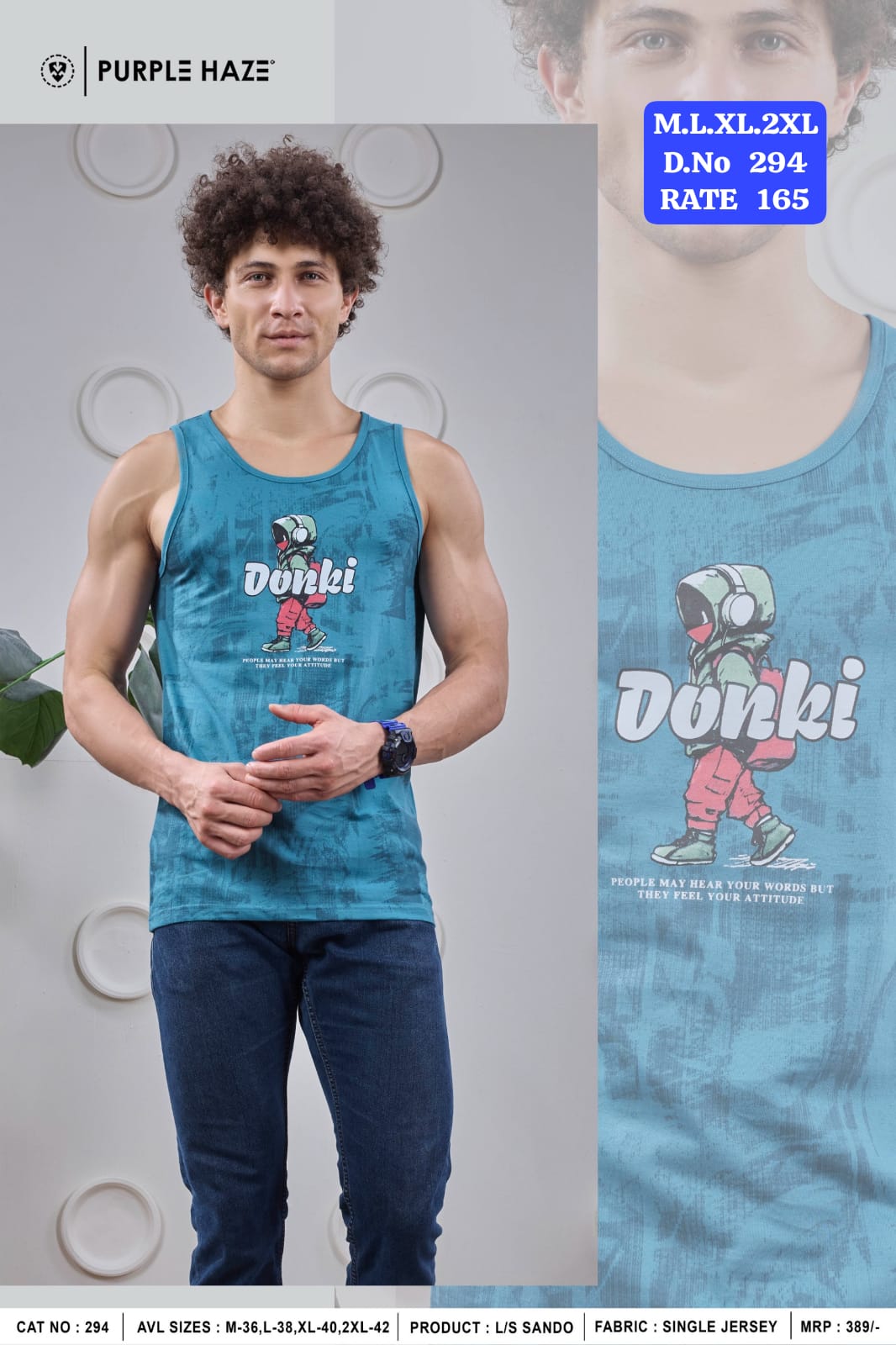 Purple Haze Men's Graphic Printed Sando Vest | Single Jersey Sleeveless Tank Top | D.No 294-PH