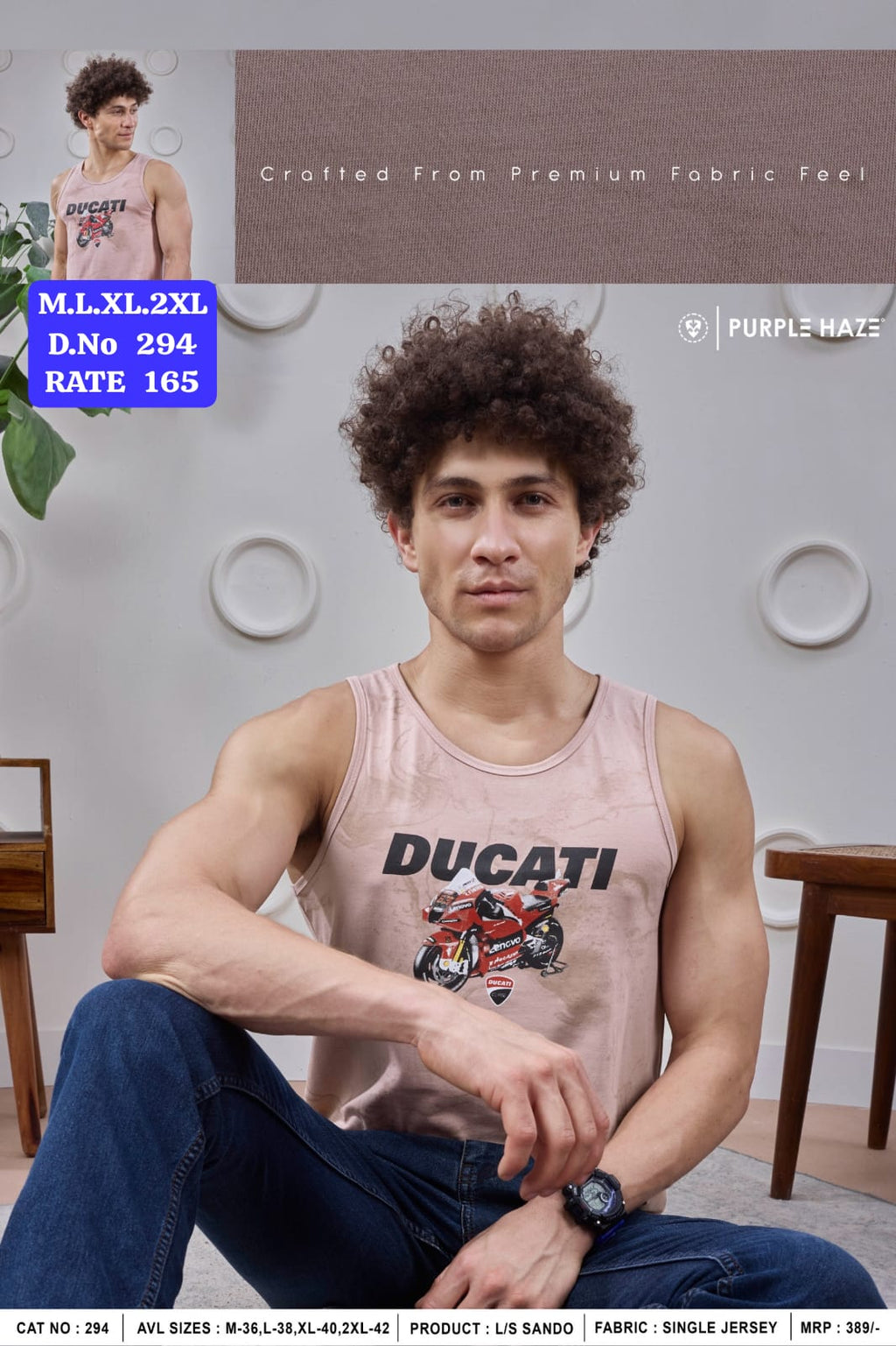Purple Haze Men's Graphic Printed Sando Vest | Single Jersey Sleeveless Tank Top | D.No 294-PH