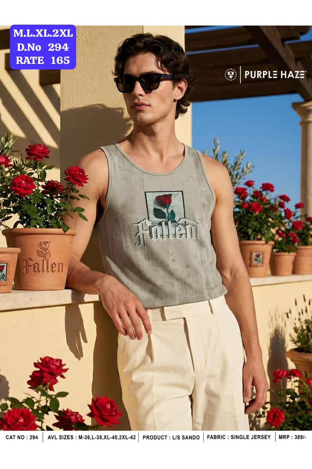 Purple Haze Men's Graphic Printed Sando Vest | Single Jersey Sleeveless Tank Top | D.No 294-PH