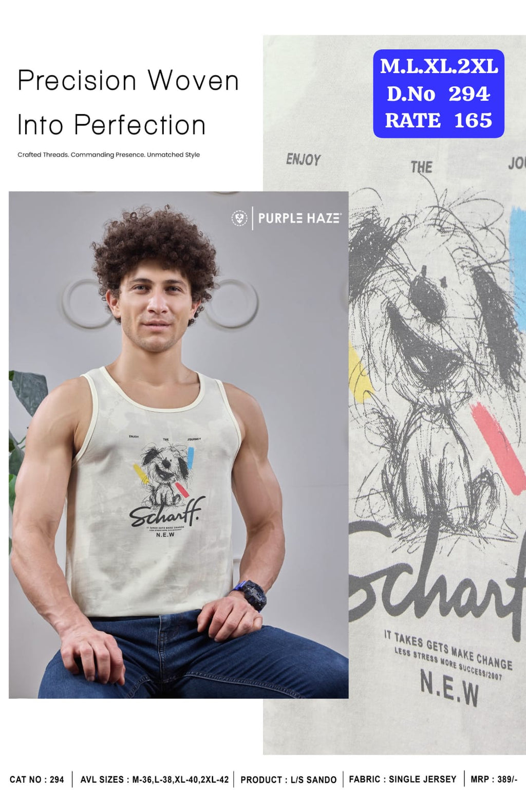Purple Haze Men's Graphic Printed Sando Vest | Single Jersey Sleeveless Tank Top | D.No 294-PH