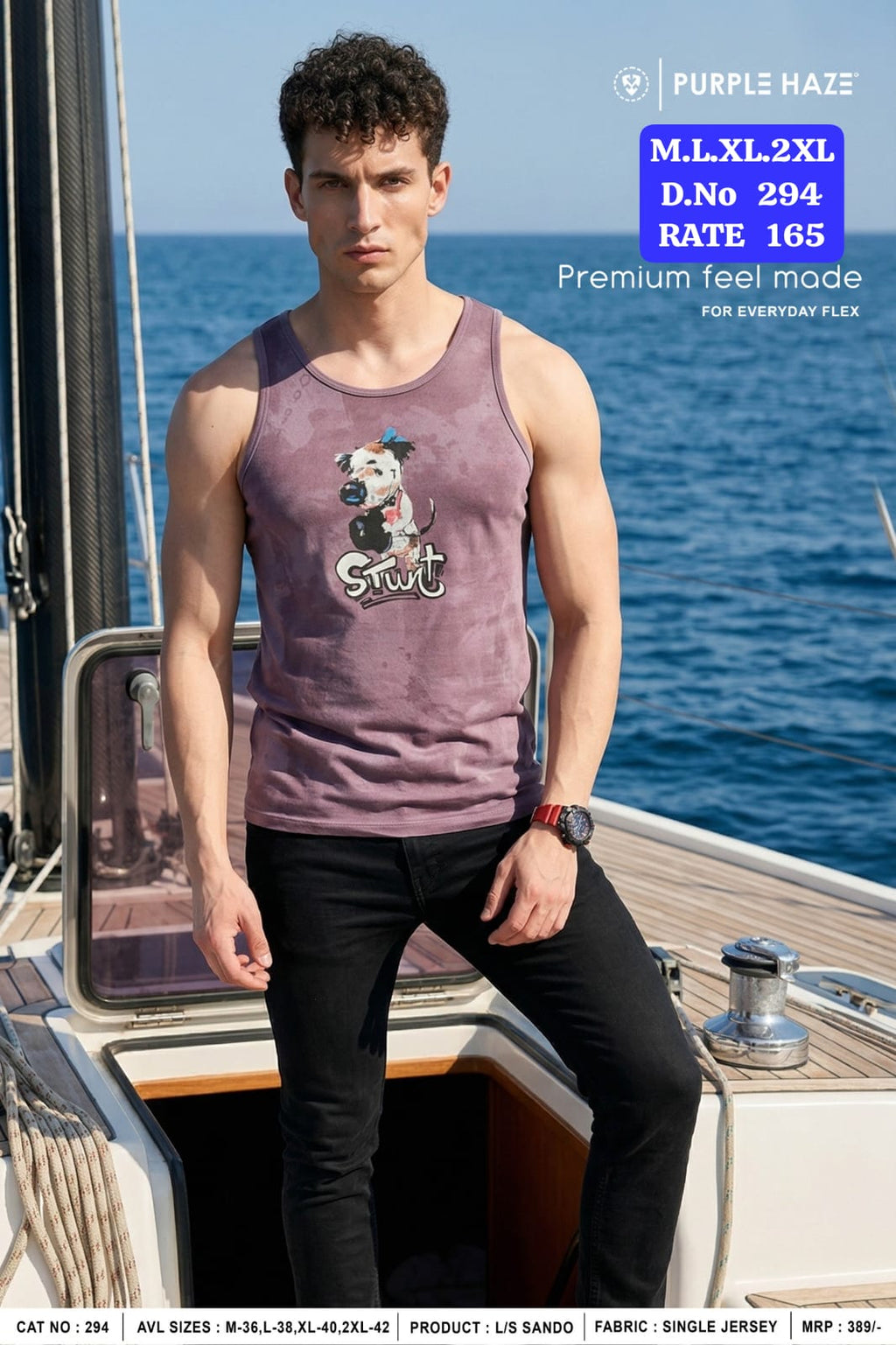Purple Haze Men's Graphic Printed Sando Vest | Single Jersey Sleeveless Tank Top | D.No 294-PH