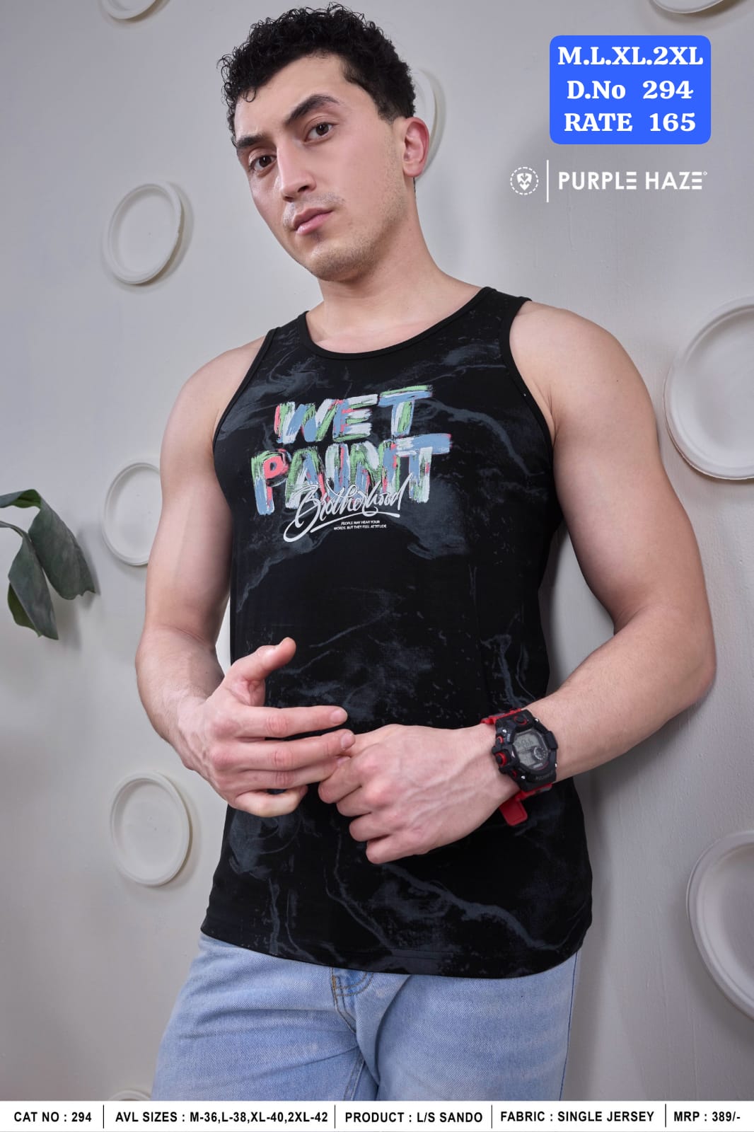 Purple Haze Men's Graphic Printed Sando Vest | Single Jersey Sleeveless Tank Top | D.No 294-PH