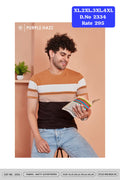 Men's Matty Auto Stripes Rib Neck T-Shirt | Half Sleeve | Cat No. 2334-JG
