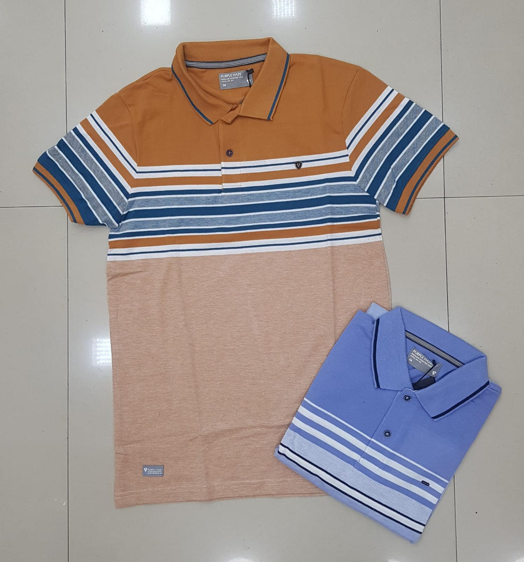 Men's Striped Matty Polo T-Shirt | Half Sleeve Collar | Cat No. 2360-PH