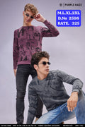 Men's AOP Camo Abstract Typography Crew Neck Full Sleeve Sweatshirt | Purple Haze