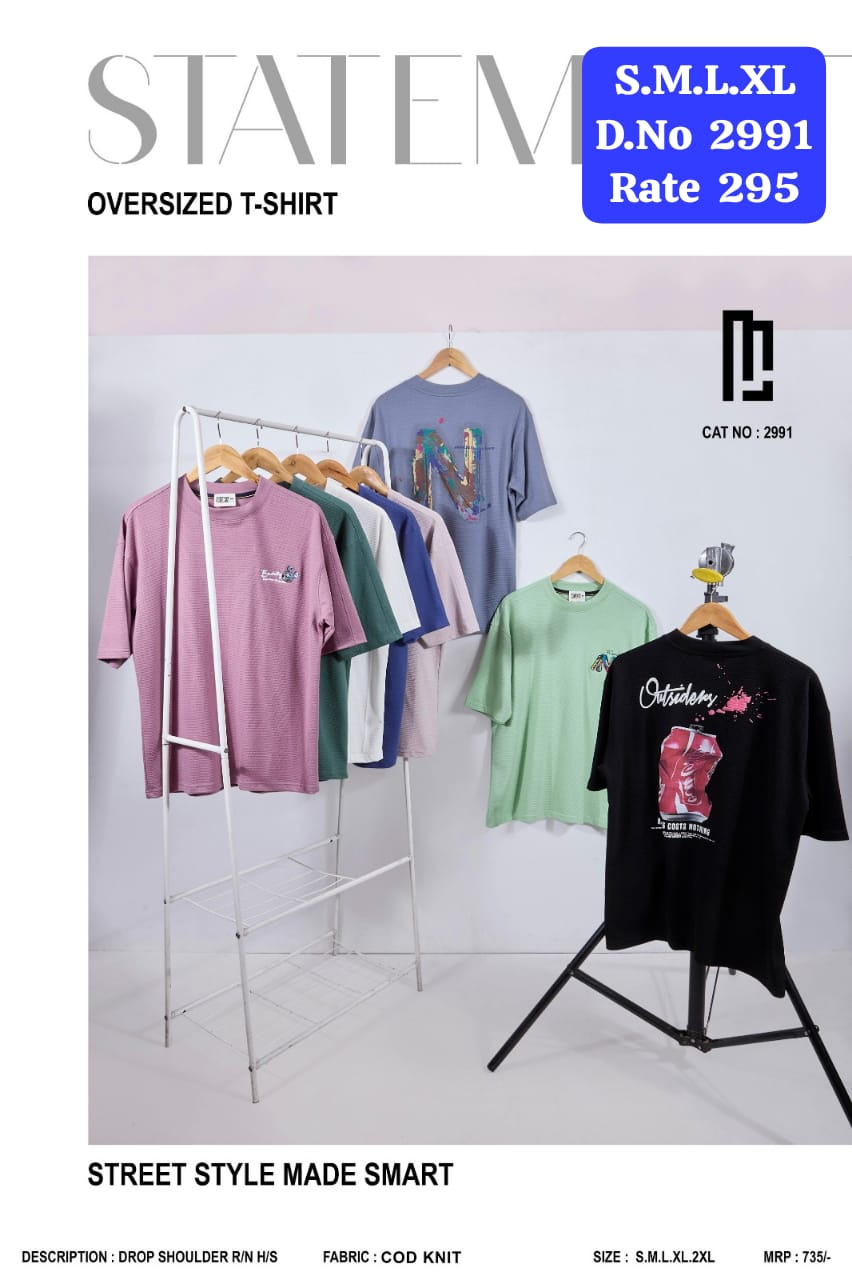 Men's COD Knit Oversized Drop Shoulder T-Shirt | Street Style | 7 Colours | Purple Haze