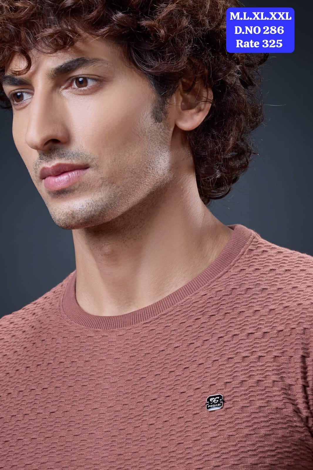 Men's Jacquard Softy Round Neck Full Sleeve T-Shirt | D.No. PG-286